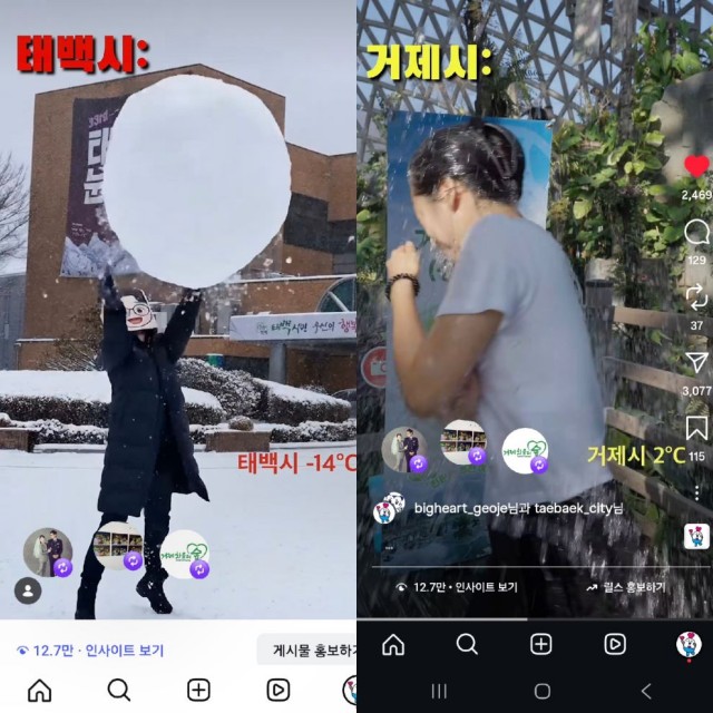 관련사진(거제시-태백시 콜라보 영상， 하루만에 10만뷰 돌파).jpg