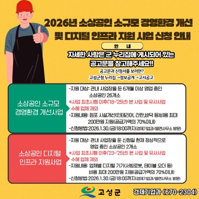 2 고성군, 2026년 소상공인 소규모 경영환경 개선 및 디지털 인프라 지원.jpg